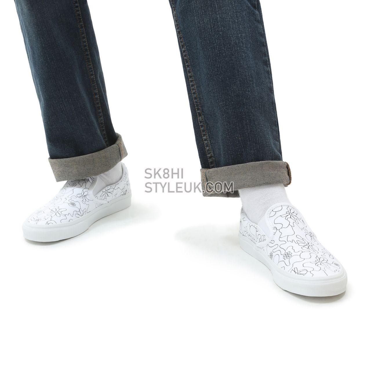 Vans U-Paint Classic Slip-On White Classic Mens Womens - (U-Paint) camo daisy VN0A33TB9HZ Shoes