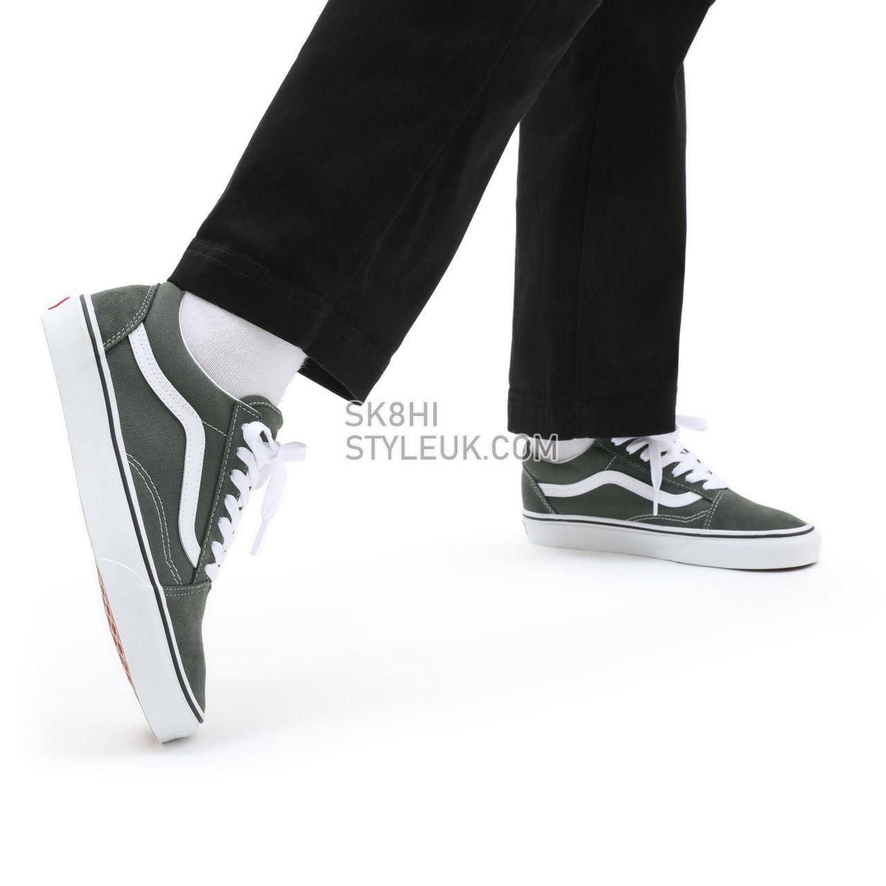 Vans Old Skool Green Classic Mens Womens - thyme/true white VN0A3WKT9GF Shoes