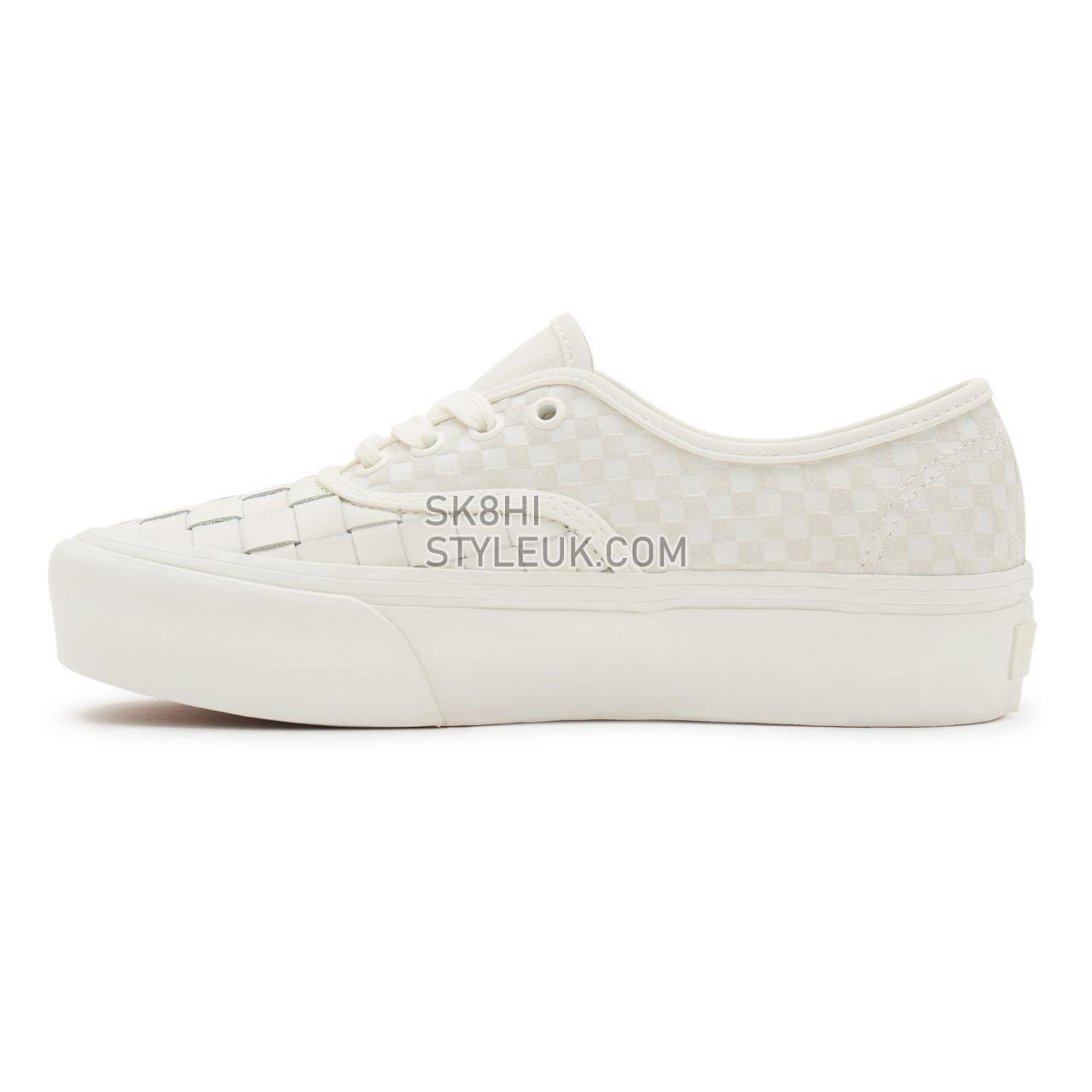 Vans Authentic Platform 2.0 Woven White Classic Womens - (Woven) leather/blanc de blanc VN0A5KXA9GY Shoes