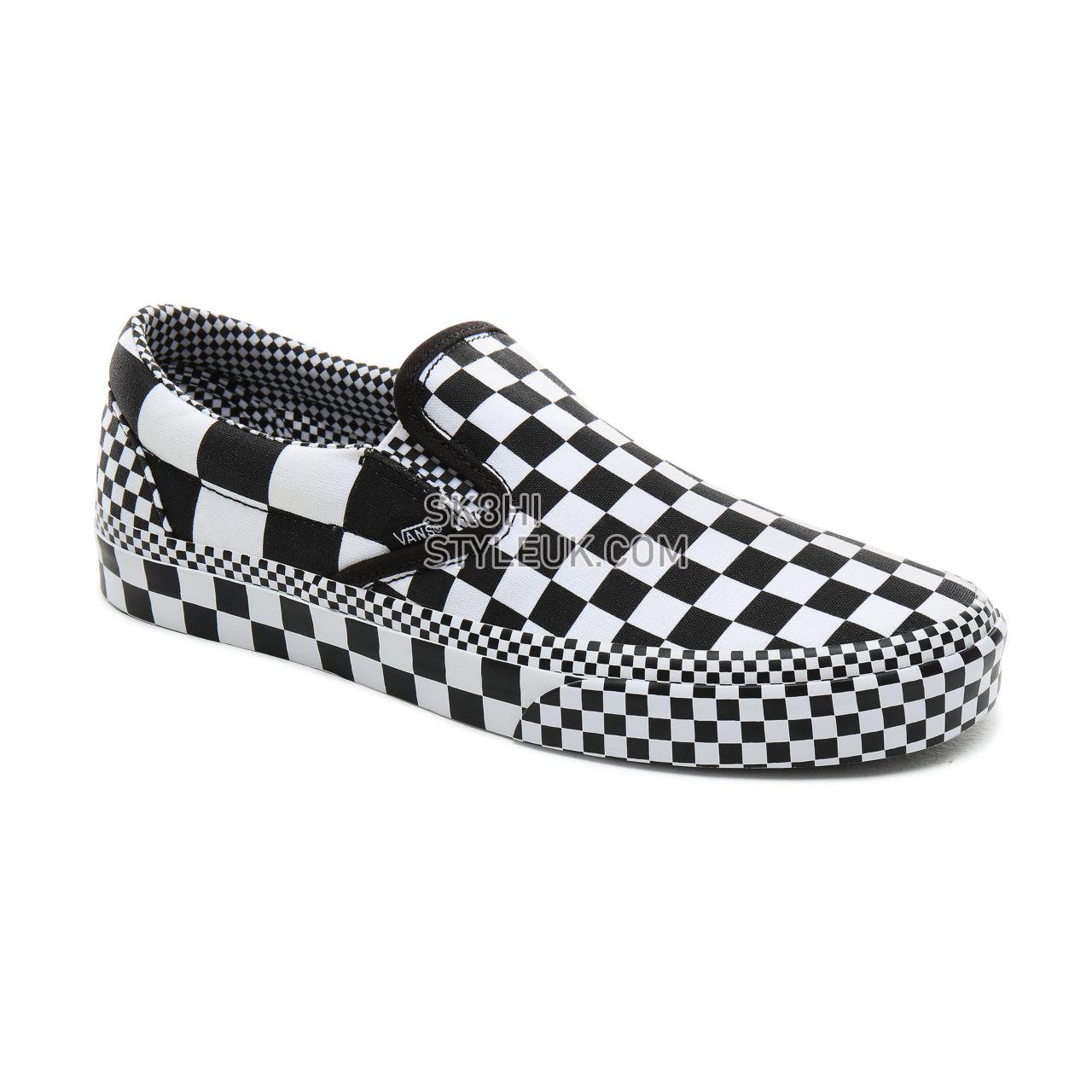 Vans All Over Checkerboard Classic Slip-On Classic Mens Womens - (All Over Checkerboard) Black/True White VN0A4BV3V8U Shoes