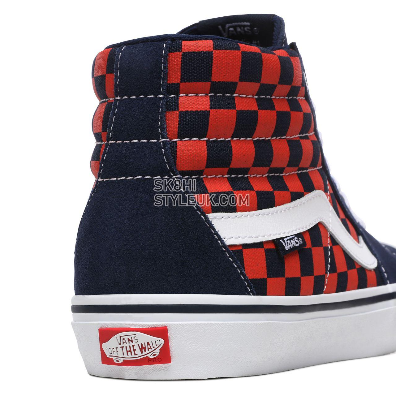 Vans Checkerboard Sk8-Hi Pro Orange Classic Mens Womens - (Checkerboard) Navy/Orange VN000VHGW7E Shoes