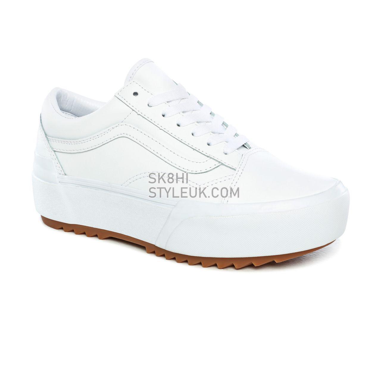 Vans Leather Old Skool Stacked White Classic Womens - (Leather) True White/True White VN0A4U15OER Shoes