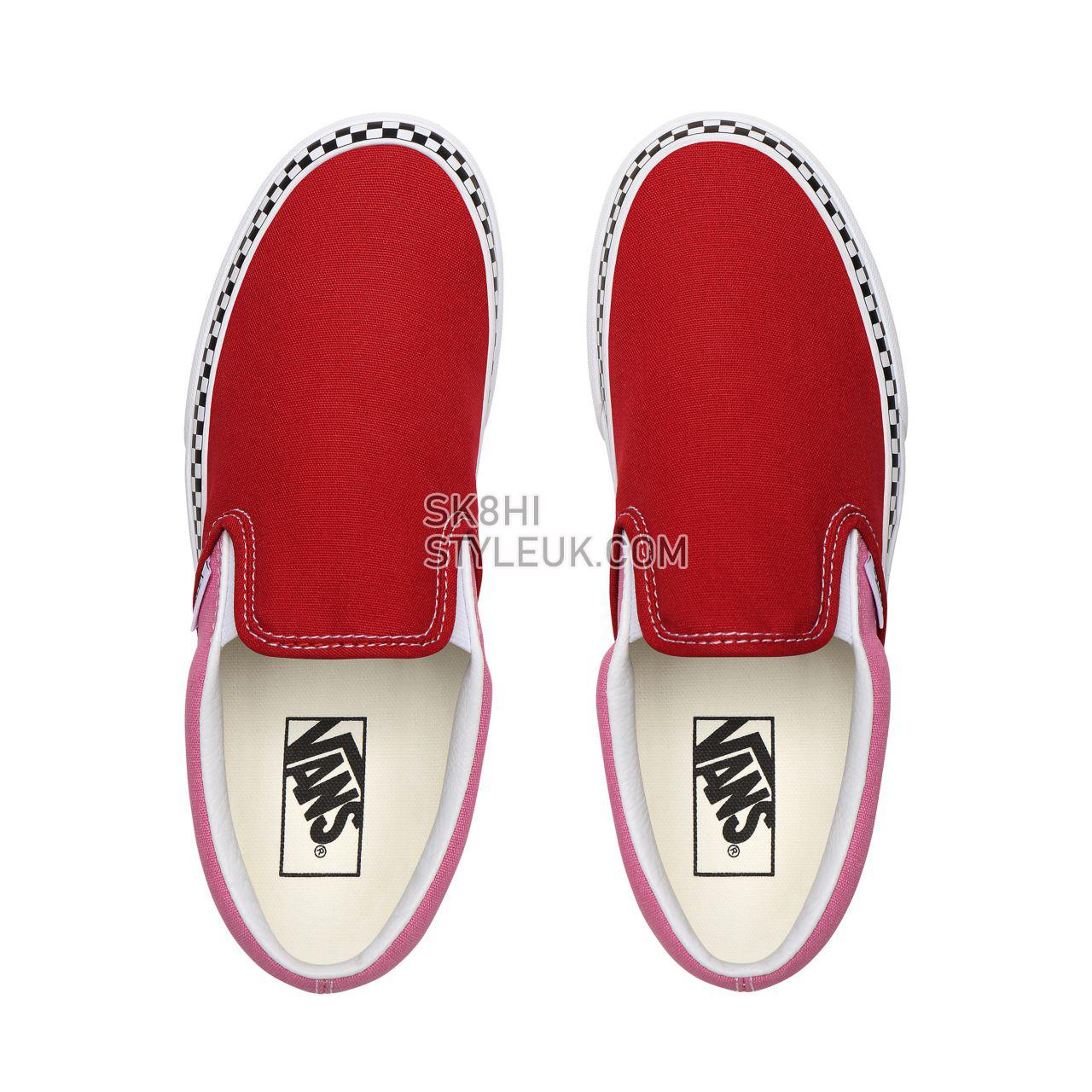 Vans 2-Tone Classic Slip-On Platform Red Classic Womens - (2-Tone) Chili Pepper/Fuchsia Pink VN0A3JEZWVX Shoes